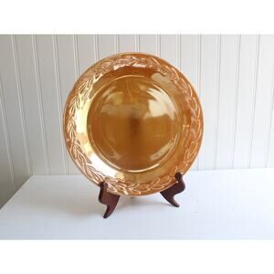 Vintage Fire King Peach Lusterware Laurel Leaf Plate 9"